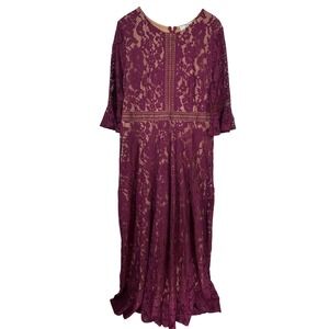 MISSMAY Retro‎ Maxi Babydoll Lace Overlay Formal Maxi Dress Size 2xl Bell Sleeve